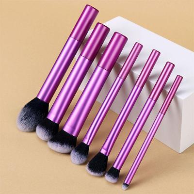 Conjunto de Pincéis de Maquiagem 7 Peças para Blush Pó Corretivo e Sombra Roxo OEM
