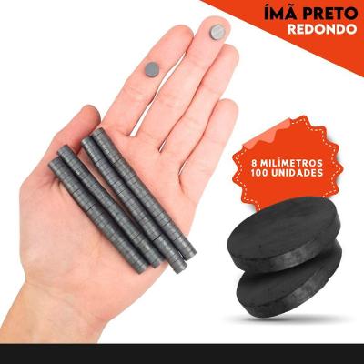 Ímã Redondo Imã Kit C 100 Diversos Tamanhos Mazzal 08 a 20mm Preto Pacote 100 Peças OEM