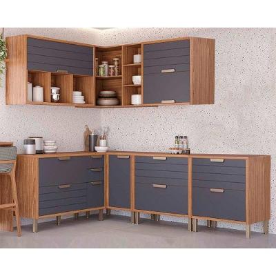 Kit Cozinha Eloise 7 Portas 5 Gavetas Titânio