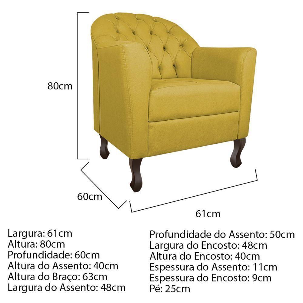 Kit Diva Recamier Diana 140Cm Lado Esquerdo E 02 Poltronas Julia Suede - Doce Sonho Móveis Amarelo - 2