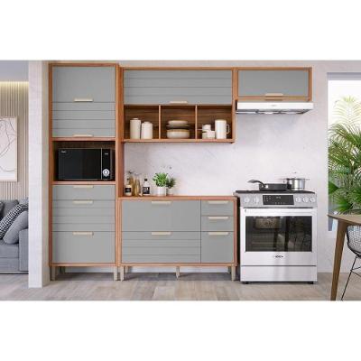 Cozinha Eloise 3 Portas 2 Gavetas Cinamomo Platina