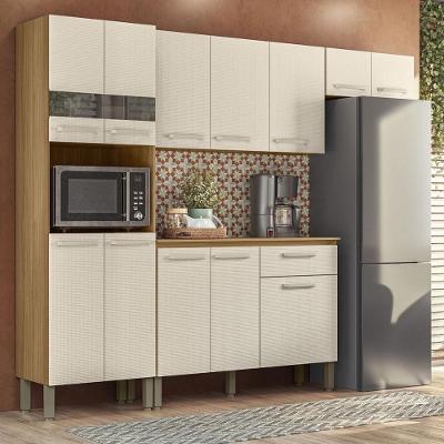 Armário de Cozinha Completa London Plus 12 Portas 1 Gaveta MDF 250.7cm Amadeirado