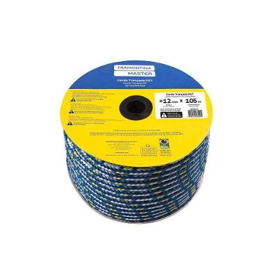 Corda Trançada Pet 12 mm para Amarrações de Cargas Resistente Azul Branca Tramontina