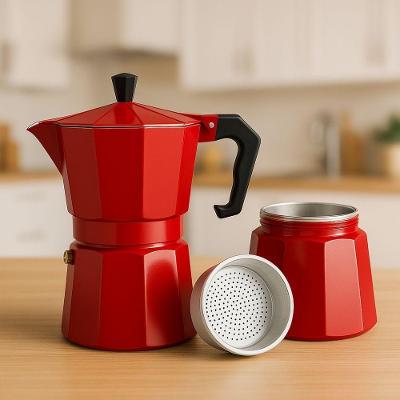 Cafeteira Italiana Yeet Cafeteira Vermelha 6 Xícaras 300ml em Alumínio Vermelho 110V