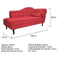 Kit Diva Recamier Diana 140Cm Lado Esquerdo E 02 Poltronas Julia Suede - Doce Sonho Móveis Vermelho - 3
