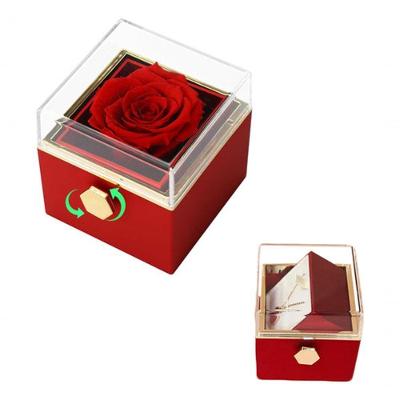 Caixa com Rosa Preservada e Joia Flor Eterna com Colar Coração Rosa Higipack