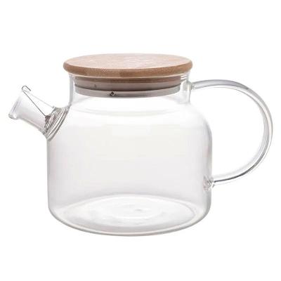 Chaleira de Vidro Borossilicato 1L com Tampa de Bambu Filtro Inox Transparente Livon