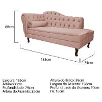 Kit Diva Recamier Diana 185Cm Lado Direito E 01 Poltrona Classic Suede - Doce Sonho Móveis Rosê - 5