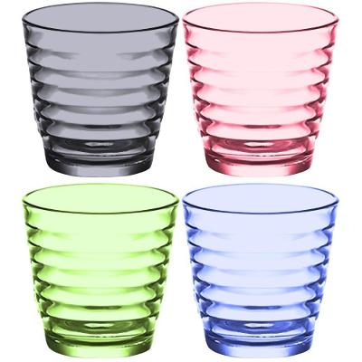 Copo Rings Colorido 260ML em Vidro com Formato Baixo Robusto Anelado para Whisky e Drinks Cinza