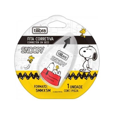 Corretivo em Fita Tilibra Snoopy com Aplicação Limpa 5MM X 5M 1 Blister Branco