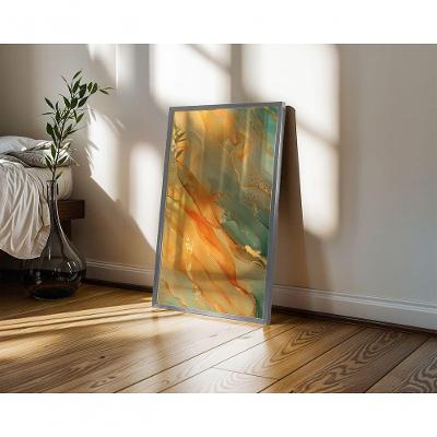 Quadro Decorativo Gold 23 Retangular 50X70CM com Vidro Moldura Caixa Madeira