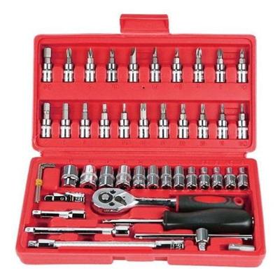 Kit de Ferramentas 46 Peças com Catraca e Bits para Manutenção com Maleta Compacta e Resistente