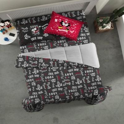 Edredom Disney Mickey Jadore Casal 70% Algodão 30% Poliéster Dupla Face Cinza