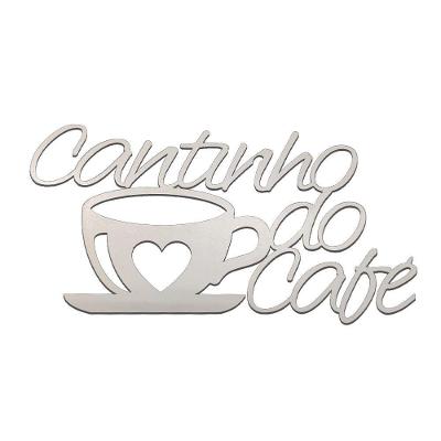 Placa Decorativa F031 Cantinho do Café em MDF com Instalação Simples Branco Trovarelli Móveis