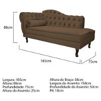 Kit Diva Recamier Diana 185Cm Lado Direito E 02 Poltronas Julia Suede - Doce Sonho Móveis Marrom - 5