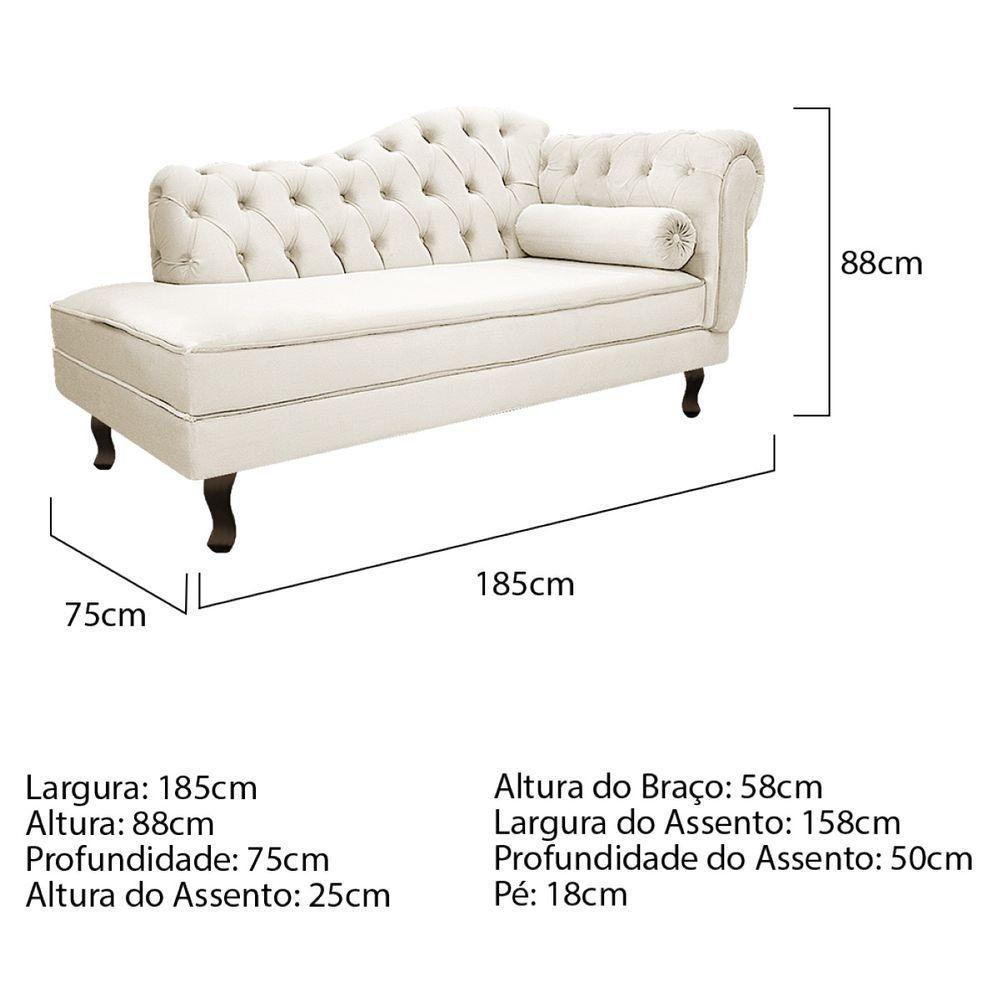 Kit Diva Recamier Diana 185Cm Lado Esquerdo E 01 Poltrona Classic Corano - Doce Sonho Móveis Bege - 5