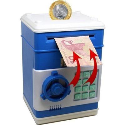Cofre Digital Eletrônico Mini Cofre Senha 4 Dígitos Notas e Moedas Azul OEM