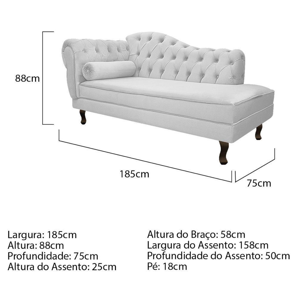 Kit Diva Recamier Diana 185Cm Lado Direito E 01 Poltrona Classic Suede - Doce Sonho Móveis Branco - 5