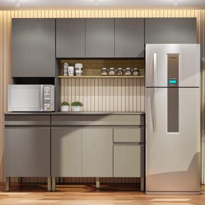 Armário de Cozinha Completa Madrid 9 Portas 1 Gaveta MDF 250cm Cinza Freijó Gris