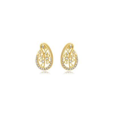 Brinco Atraktiva Jóias Minimalista Cristal Banhada a Ouro 18k em Semijoia 1,5CM Dourado