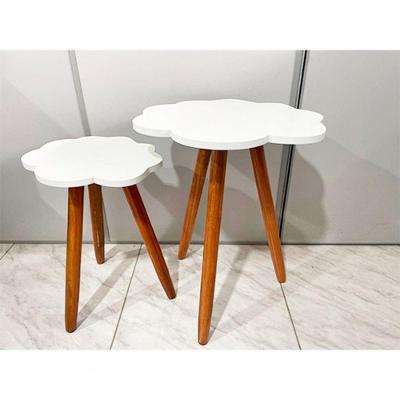 Conjunto de Mesinhas Laterais Infantis 12190 sem Gavetas em MDF Moderno Branco