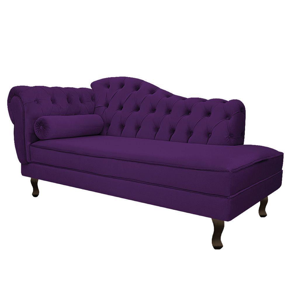 Kit Diva Recamier Diana 185Cm Lado Direito E 01 Poltrona Classic Suede - Doce Sonho Móveis Roxo - 3