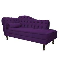 Kit Diva Recamier Diana 185Cm Lado Direito E 01 Poltrona Classic Suede - Doce Sonho Móveis Roxo - 3