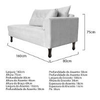Kit Diva Recamier Azura 160Cm Lado Esquerdo E 02 Poltronas Classic Suede - Doce Sonho Móveis Branco
