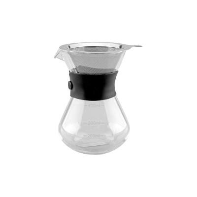 Cafeteira com Coador Tipo Filtro Reutilizável em Vidro 0,40L Transparente com Alça de Silicone 110V