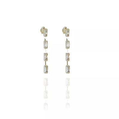 Brinco Floratta Joias Corrente de Zircônias Banhado em Ouro 18K 3CM Dourado Feminino