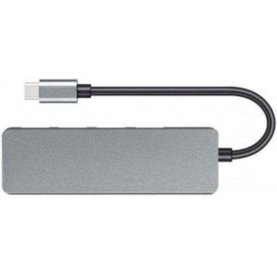 Hub USB HB001 com 4 Portas USB 3.0 e Conexão Tipo C Prata Bright
