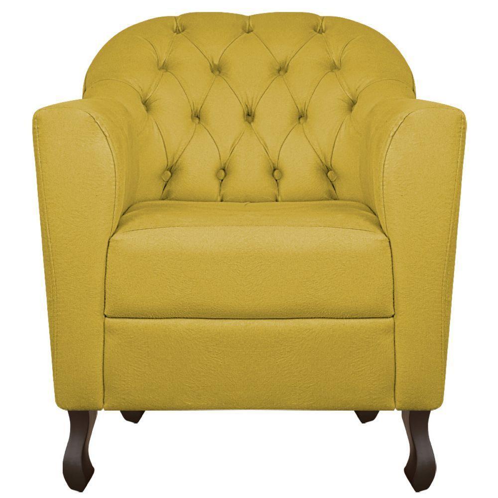 Kit Diva Recamier Diana 185Cm Lado Direito E 02 Poltronas Julia Suede - Doce Sonho Móveis Amarelo - 2