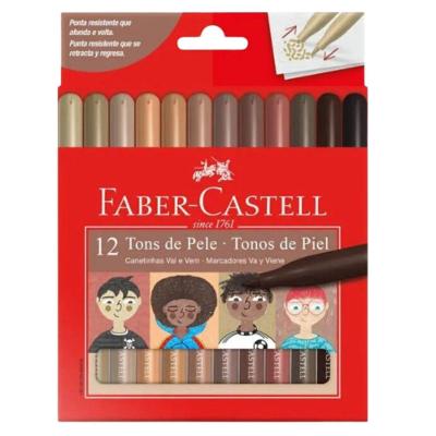 Canetinha Hidrográfica Faber-Castell Vai e Vem Tons de Pele Tecnologia Retrátil Ponta Resistente 12