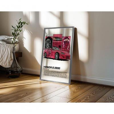 Quadro Decorativo Honda S 2000 Retangular 50x70CM com Ou sem Vidro Madeira
