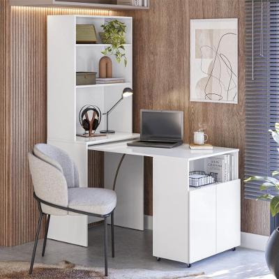 Armário Escrivaninha Dual com Mesa Retrátil 2 Portas 1 Prateleira MDP 69cm Branco