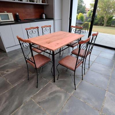 Conjunto Sala de Jantar Elegância Rústica 6 Lugares Tampo em Madeira Maciça Rustic 120x80cm