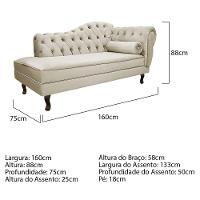 Kit Diva Recamier Diana 160Cm Lado Esquerdo E 01 Poltrona Classic Linho - Doce Sonho Móveis Bege - 3