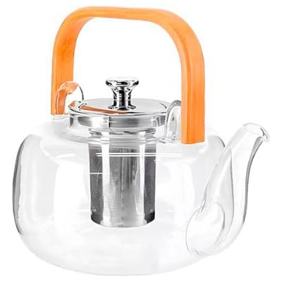 Chaleira de Vidro Borosilicato com Infusor Inox e Alça de Madeira Transparente Negócio de Gênio
