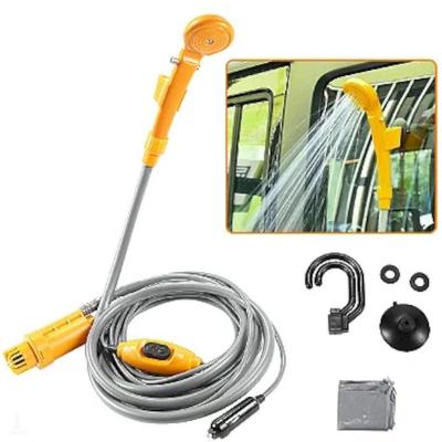 Chuveiro Portátil 12V para Carro e Camping GT6102 Amarelo Cinza com Bomba Submersa 35W Lorben