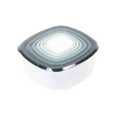 Conjunto 7 Potes Quadrado com Tampa 100ML Até 04 Litros Plástico para Armazenar Alimentos Thika