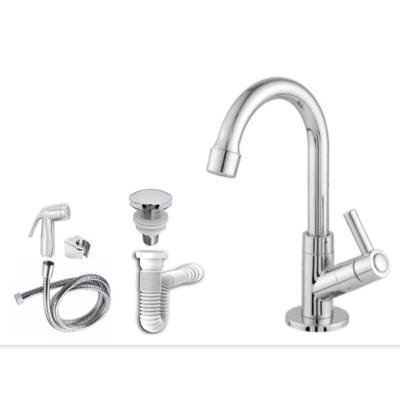 Kit para Banheiro 5 Peças 1198 Lavatório com Torneira Sifão Mangueira Válvula Clic e Gatilho Abs OEM