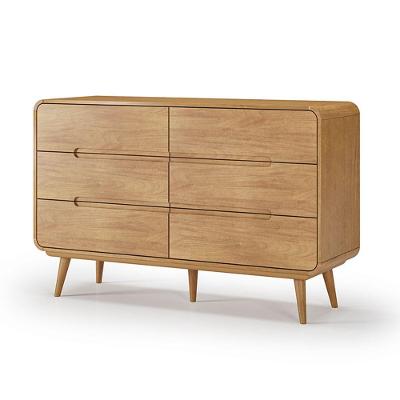 Cômoda Kairos 6 Gavetas Madeira Natural Dourado 140x45x90 cm