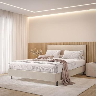 Cama de Casal 188x138CM One com Cabeceira Moderna em Madeira e MDF Bege