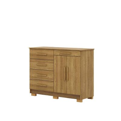 Cômoda Sapateira Sirius 2 Portas 122cm MDF Amadeirado Nature com 5 Gavetas