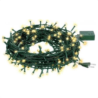 Cordão Luminoso LED Pisca 8 Funções 200 Leds 3000K Quente Verde Taschibra