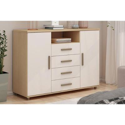 Cômoda de Quarto Berlim 4 Gavetas MDF Puxadores Plástico Freijo-white