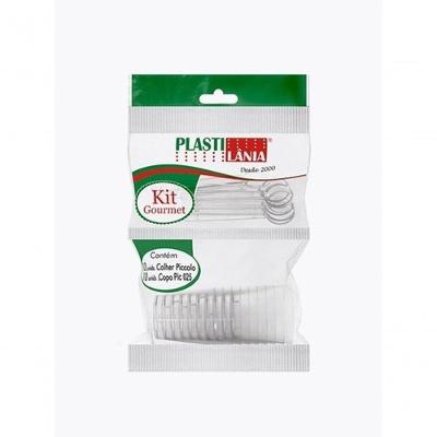 Copo Descartável com Colher Kit Gourmet 25ML 80MM 480 Unidades Transparente Higipack