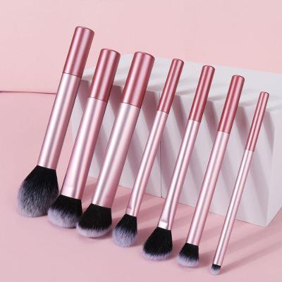 Conjunto de Pincéis de Maquiagem 7 Peças Vegano Cruelty-Free para Rosto e Olhos Rosa OEM