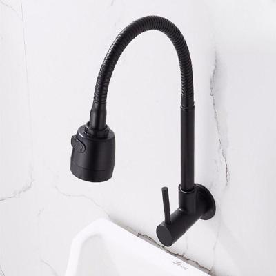 Torneira de Cozinha Estilo C 1-4 de Volta de Bancada em Cerâmica e Silicone com Bica Giratória Preto