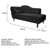 Kit Diva Recamier Diana 185Cm Lado Direito E 01 Poltrona Classic Suede - Doce Sonho Móveis Preto - 5
